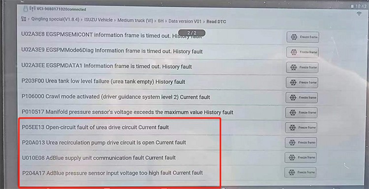 diagnostic trouble codes